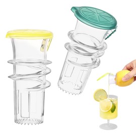 AUAUY Manual Lemon Squeezer, 2PCS Plastic Lime Juicer Squeezer with Lid, Handheld Portable Orange Citrus Press, Easy to Clean Lemon Juicer in Home Kitchen Bar for Cocktails Tea Drinks Salad Seafood