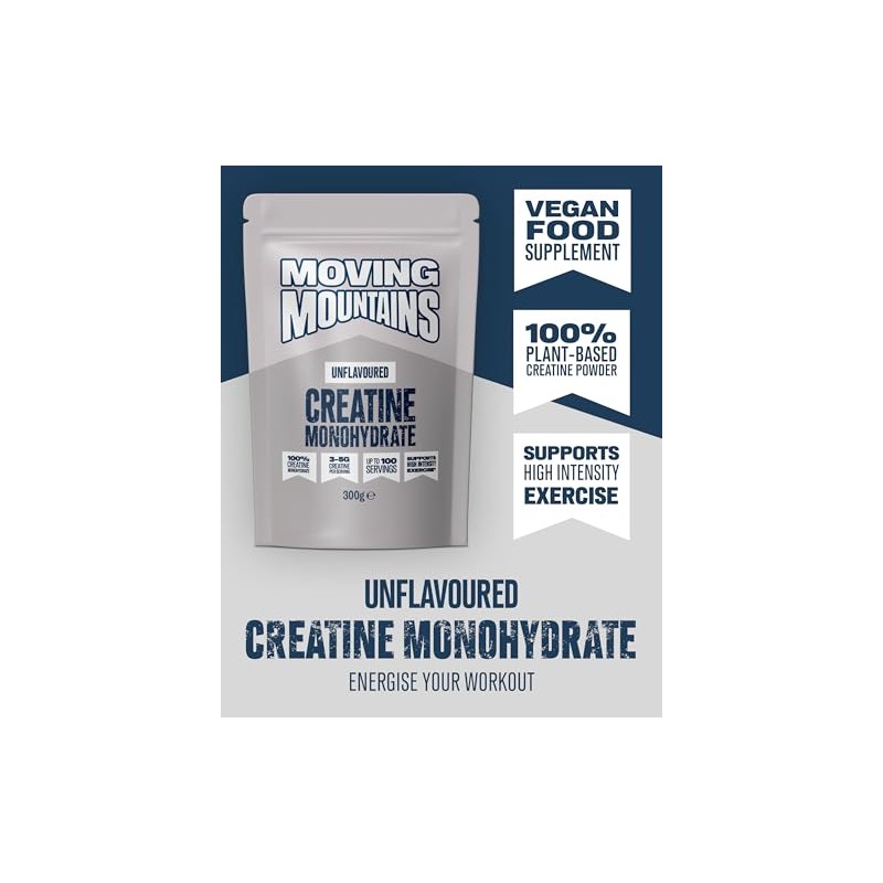 Moving Mountains Creatine Monohydrate Powder, 300g (Up to 100 Servings)