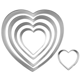 Saktopdeco Heart Cookie Cutter Set 5 Counts Heart Shaped Cookie Cutters Metal Valentine’s Day Cookie Cutters Stainless Steel Candy Biscuit Cutters