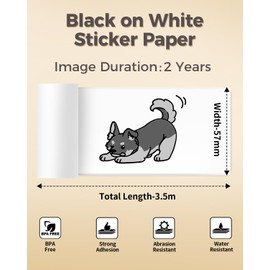 HiHTV 6 Rolls Compatible with Anycash S1/iDPRT S1/Cudinham X6/Cabaro/HuiJuKeJi X5/JEPEE C9/PeriPage A6/Vretti TP6S Mini Sticker Printer Photo Paper, 57 x 30mm Thermal Printer Paper White Self-Adhesive