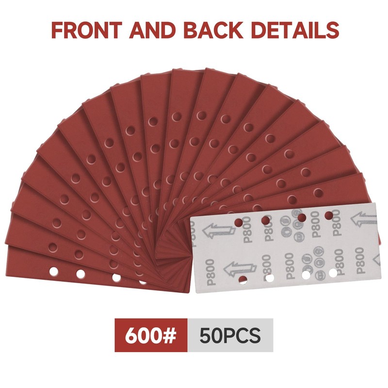 Sruhrak 93x230mm Sandpaper, 50 Pieces Sanding Sheets Stick and Peel