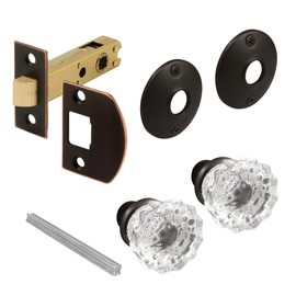 Prime-Line E 28327 Passage Door Latch Set, Glass Knob with Latch Bolt Bronze Finish, Vintage (Single Pack)