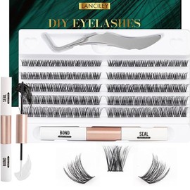 Lash Extension Kit 120 Lash Clusters with Lash Bond and Seal and Applicator C D Curl Individual Lashes Thin Band Soft Fluffy Reusable False Eyelashes 10/12/14/15/16mm Makeup Cosmetic Eyelash Extension Eyelashes Extensions