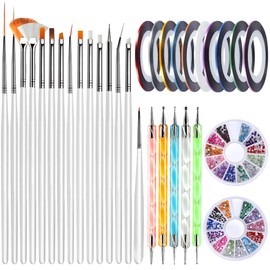 Nail Art Brush Set, Nail Brush, Nail Brush, Gel Nail Brush, Nail Art Tools, 32 Piece Set, Gel Nail Brushes (White)