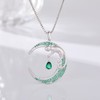 Cat Necklace Hanging Cat Necklace Green Silver Cat Necklace Womens