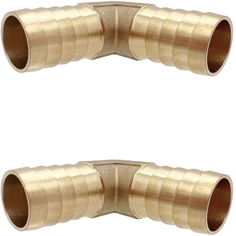 2PCS 3/4" x 3/4" Brass Hose Barb 90 Degree L-Shaped