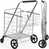DORTALA Folding Shopping Cart, 330 lbs Capacity, Jumbo Double Basket