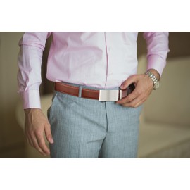 Mio Marino Mens Belt - Simple Adjustable Buckle with Genuine Leather - Modern Dress Ratchet Belts for Men - 2 Pack - Refined Matte - Deep Charcoal & Burnt Umber - Adjustable from 28" to 44" Waist