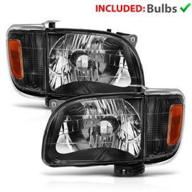 AmeriLite Black Replacement Headlights Assembly Corner Lamp Set For 2001-2004 Toyata Tacoma - Passenger and Driver Side
