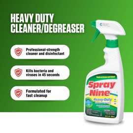 Spray Nine 26825 Heavy Duty Cleaner, Degreaser & Disinfectant for Kitchens, Bathrooms, Yard Equipment, Automotive & Industrial 22 Fl Oz. (Pack of 1)