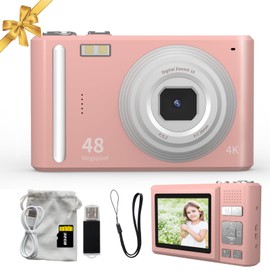 ATEYA Digital Camera, Point and Shoot Camera with Rotating Menu Quick Setting, Camera Digital 4K Videos 48MP Photo, Pink Digital Camera, Compact Small Digital Camera for Kids Teens Adults Gifts