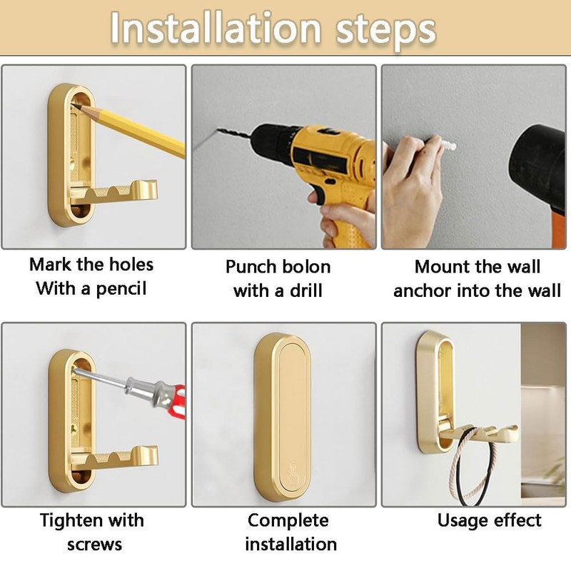 Folding Wall Hooks 2 PCS, Space-Saving Foldable Coat Towel Hooks,