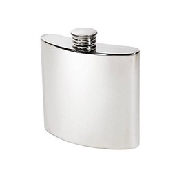 Wentworth Pewter - Plain Polished Pewter Kidney Flask, Hip Flask, Spirit Flask, 4oz Capacity