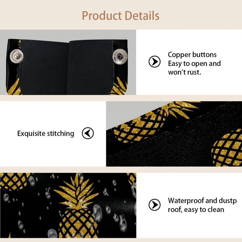 2 Pack Tissue Box Cover Holder, Pineapple Pattern Rectangle Leather