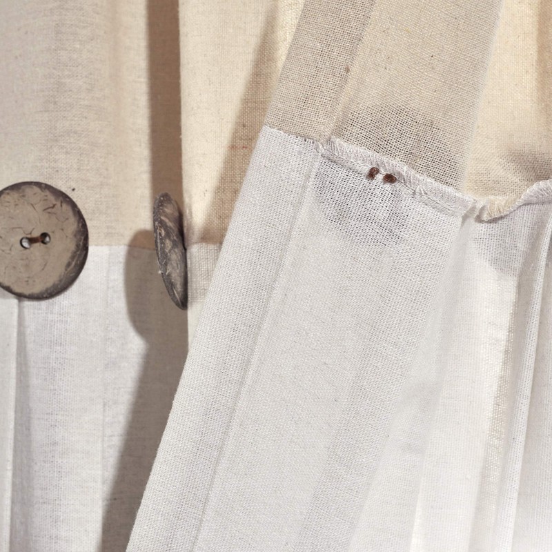 Lush Decor Linen Button Window Curtain Panel, Single, 40" W