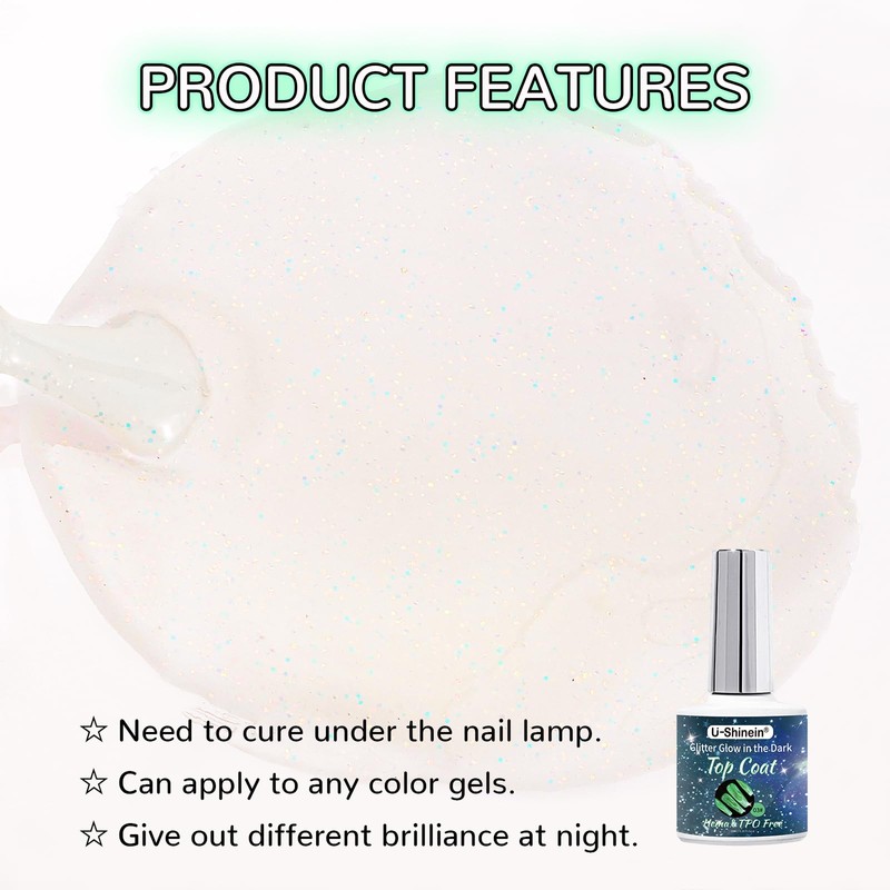 Glow In The Dark Gel Polish,Glitter Luminous Green Nail Gel