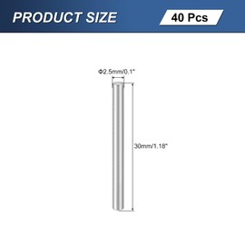 uxcell 40Pcs M2.5 x 30mm 304 Stainless Steel Dowel Pin, Cylindrical Shelf Support Peg Pin Parallel Pin Fastener for Mechanical Manufacturing, Industry, Furniture Installation, Silver