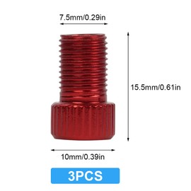 Flintronic Brass Adapter, 3 Pieces Bicycle Valve Adapter Made of Brass, Bicycle Car Valve Adapter, Valve Adapter Bicycle Car Valve with Sealing Ring, Red