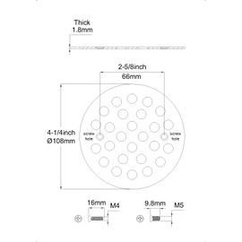 Poyde 4-1/4 Inch Screw-in Round Floor Drain Cover Replacement Shower Drainer Grates (Black)