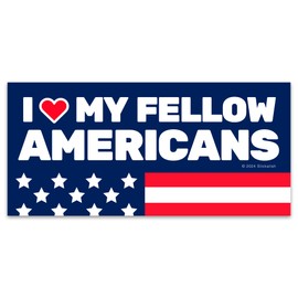 I Love My Fellow Americans - Cool Funny Accessories Gifts for Adults Teens Kids. Laptop, Water Bottle, Truck Car Bumper, Hard Hat, Locker, Luggage. Put This American Flag Sticker on All Your Stuff!
