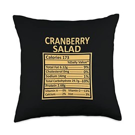 Nutritional Facts Labels Thanksgiving Gifts Store Thanksgiving Christmas Funny Cranberry Salad Nutrition Facts Throw Pillow, 18x18, Multicolor