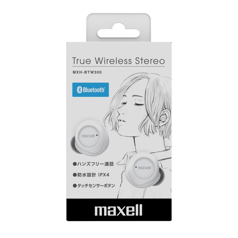 Maxell MXH-BTW300WH Bluetooth Fully Wireless In-Ear Headphones, White