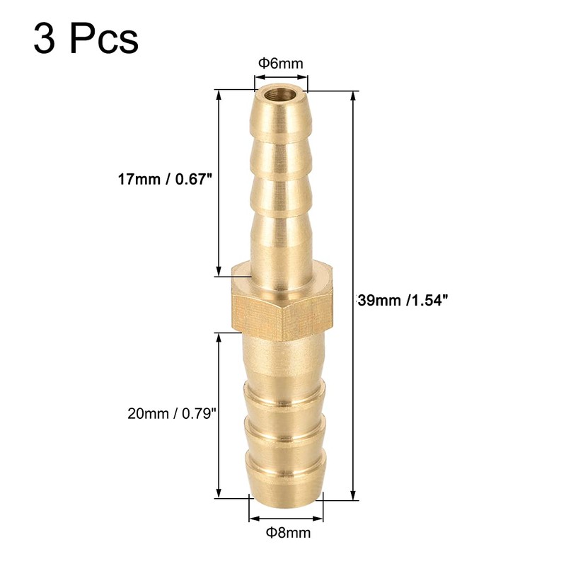 sourcing map Brass Reducer Barb Hose Connection Adapter for Hose