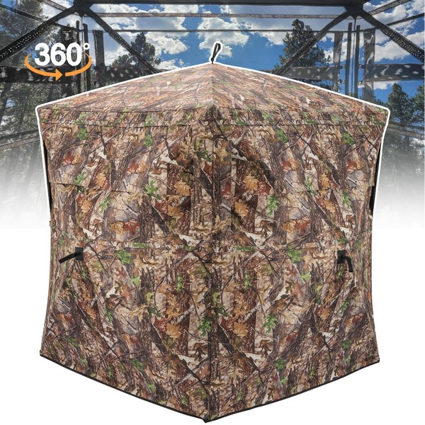 XProudeer Hunting Blind,See Through Ground Blinds with 360 Degree,2-3 Person Pop Up Portable Hunting Blinds,Camouflage Hunting Tent for Deer & Turkey Hunting