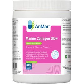 AnMar® Marine Collagen Powder with Hyaluronic Acid & MSM – 9g Hydrolysed Marine Collagen Peptides – Skin, Hair & Nails Support – Orange & Mango Flavour – 315g – 30 Servings