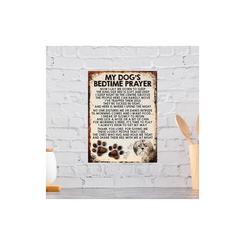MY DOG'S BEDTIME PRAYER RETRO STYLE METAL TIN SIGN/PLAQUE (SHIH