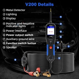 V200 Car Truck Motorcycle 12V~24V Circuit Tester Fuse, Diode, Relay Short Circuit Detection Car Wiring TesterScreen Size: V200 Red, Power Source: Corded Electric
