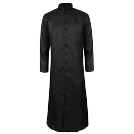 KKmeter Men Pastor Robe Clergy Cassock Unisex Priest Cassock Gown Button Maxi Robe Gown Pulpit Preacher Robe (Black, Large)