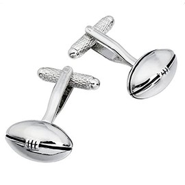 Novelty Rugby Ball Cuff Link & Gift Box In Polished Stainless Steel By Onyx Art - CK70