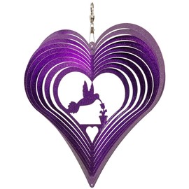 SWEN Products Hummingbird Heart Swirly Metal Wind Spinner