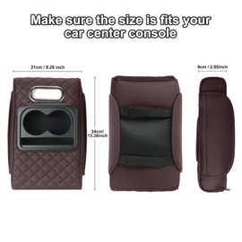 MATELOTI Center Console Armrest Vinyl Leather Trim, Car Armrest Cushion, Anti-Scratch, Suitable for Most Vehicle, SUV,Not Suitable for Trucks Brown