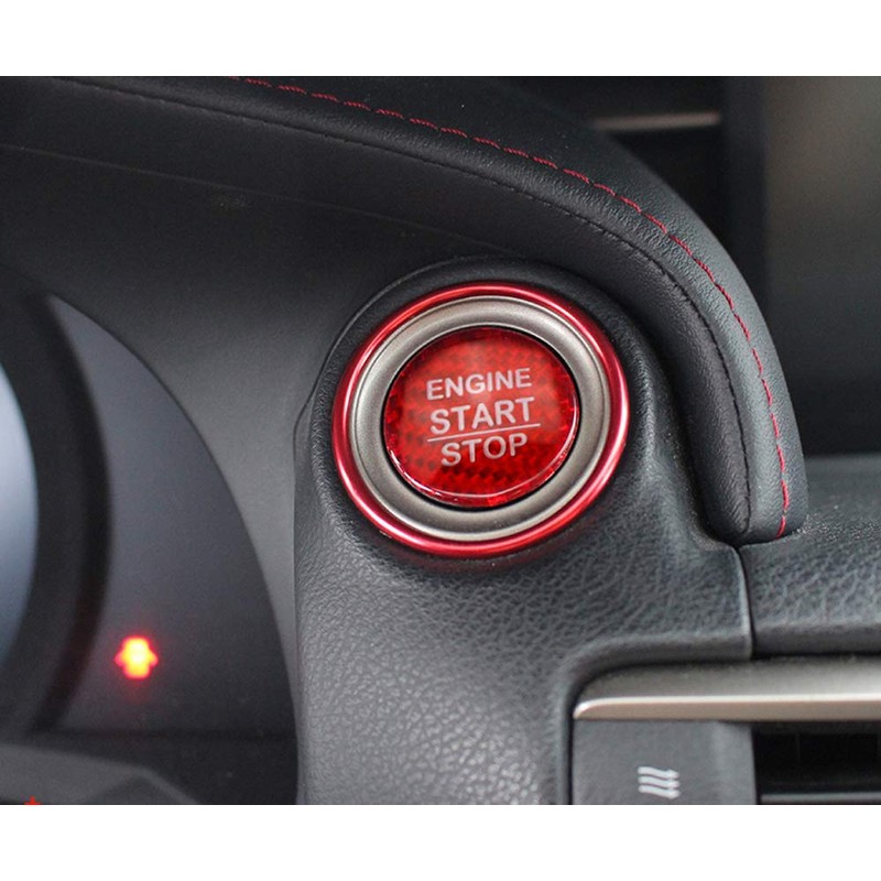 iJDMTOY Gloss Red Real Carbon Fiber Keyless Engine Start/Stop Push