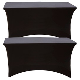 Spandex Tablecloth 2 Pack [4FT, Black] Tight, Fitted, Washable and Wrinkle Resistant Stretchable Rectangular Patio Table Cover for Party Dj Tradeshows Banquet Weddings Cocktail [[48Lx30Wx30H] ] Inch