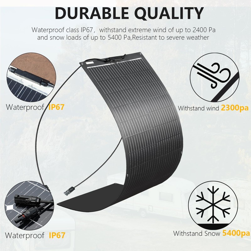 XINPUGUANG Flexible Solar Panel 100W 12V Monocrystalline Solar System kit,10A