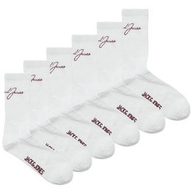 JACK & JONES Men's Jactennis Socks, Pack of 6, White/Pack: White, White, One Size, White/pack: white - white - white - white
