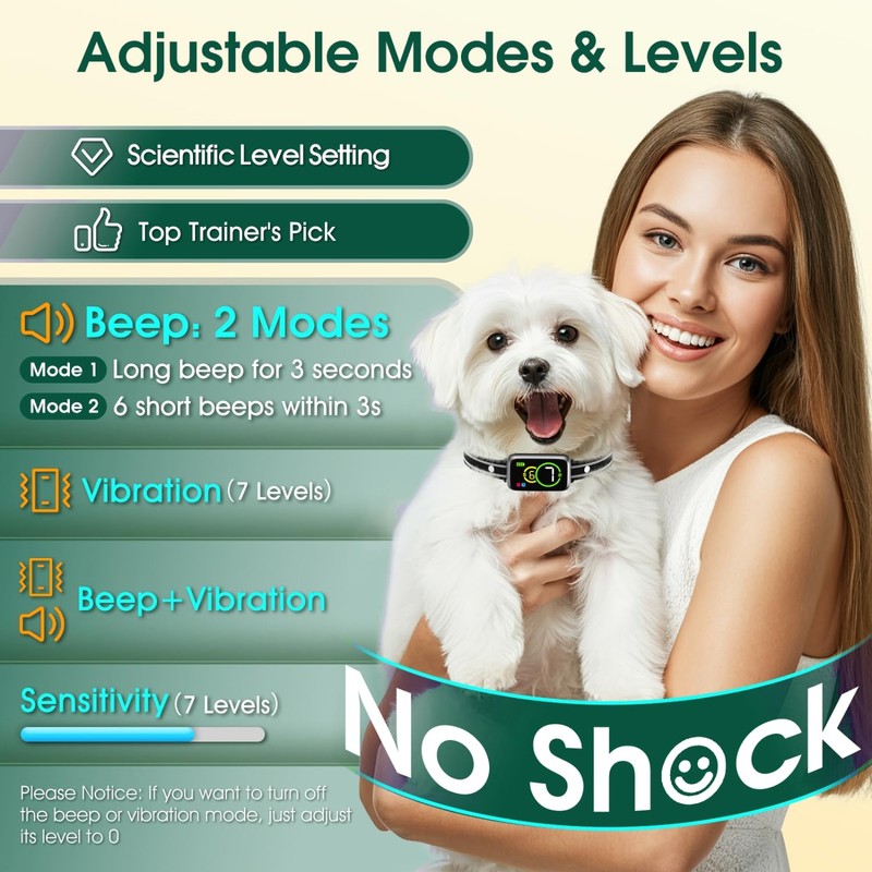 Bark Collar for Small Dogs, Anti Barking Collar, No Bark