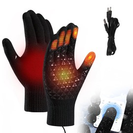Dhqkqg Heated Gloves, USB Heated Gloves for Men and Women, Gloves with Heating, Gloves Heating Knitting, Warming Gloves, Adjustable Temperature Gloves