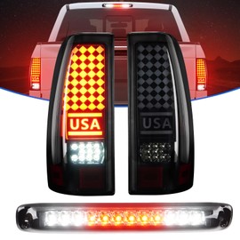 LED Tail Light +3rd Third Brake Cargo Lamp Fit for Chevy Silverado 1500 2500 99-02, 1500HD/2500HD 01-02, Fit for GMC Sierra 1500 2500 99-03, 1500HD 2500HD 01-03, High Mount Stop Light Assembly