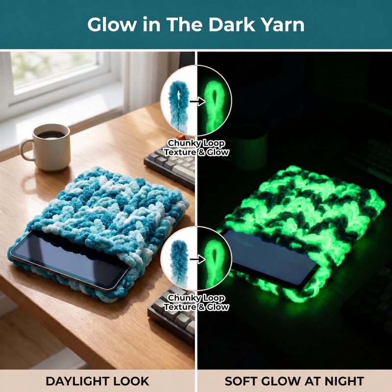 8 Pack Chunky Yarn for Hand Knitting Include 1 Glow