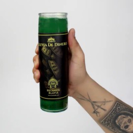 Raining Money Aromatic Candle Green Wax, Lluvia de Dinero Style Scented Candle, Home Decor Candle, Relaxation & Ambience Decorative Candle Jar