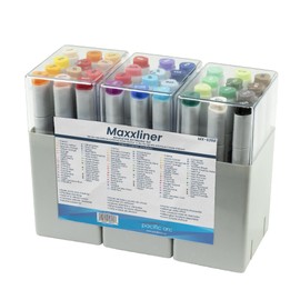 Pacific Arc - Maxxliner - Alcohol Based - Dual Tip Markers Set - For Artist, Professional or School Work - 36 Colored Markers sets