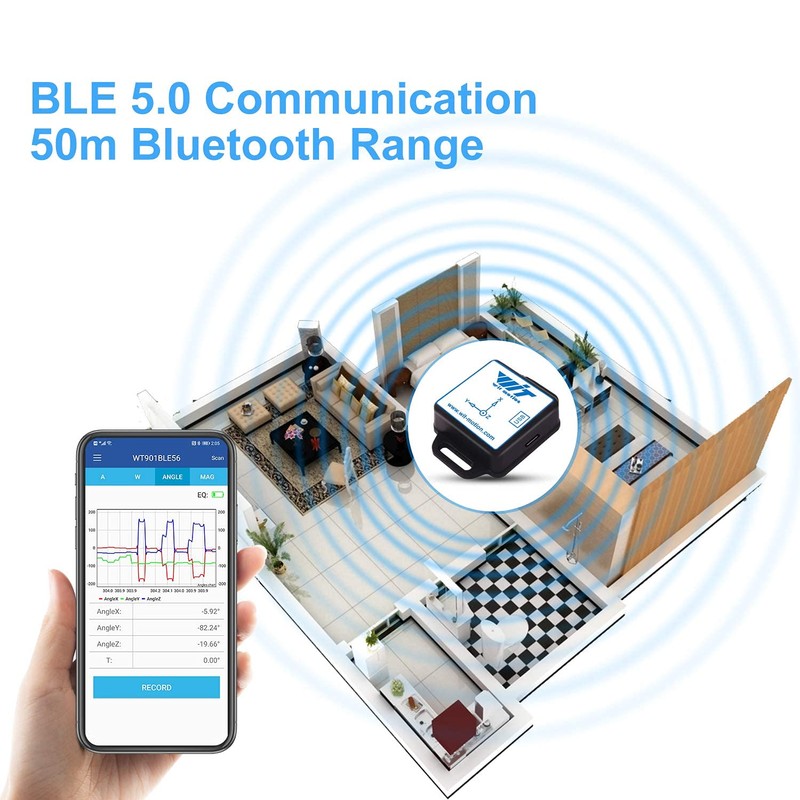 [Bluetooth Accelerometer+Inclinometer] BWT901CL MPU9250 High-Precision 9-axis Gyroscope+Angle(XY 0.05° Accuracy)+Magnetometer with