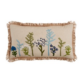 Mud Pie Lumbar Floral Embroidered Pillow