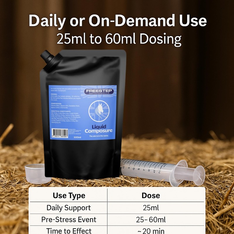 Freestep Liquid Composure – Fast-Acting Natural Calming Supplement for Horses