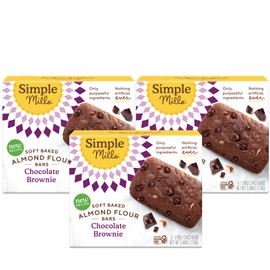 Simple Mills Almond Flour Snack Bars (Chocolate Brownie) with Organic Coconut Oil, Chia Seeds, Sunflower Seeds, and Flax Seeds, 6oz, 3 Count