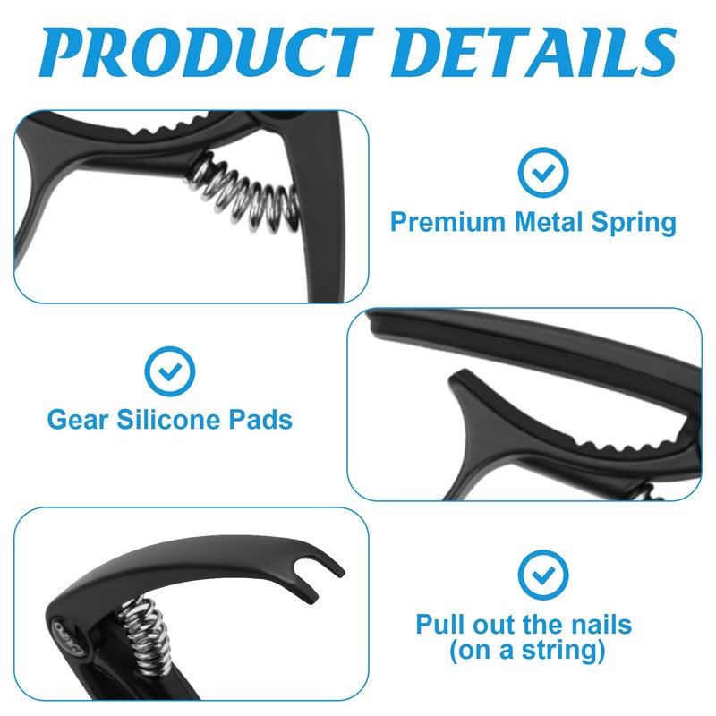 Guitar Capo for Acoustic Guitars Electric Guitars, Quick Change Capo